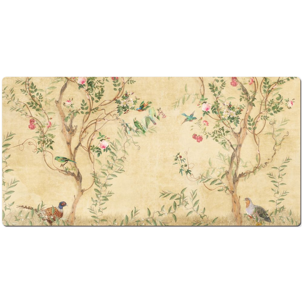 Chinoiserie Desk Mat Magical Bird Garden Cream Rose