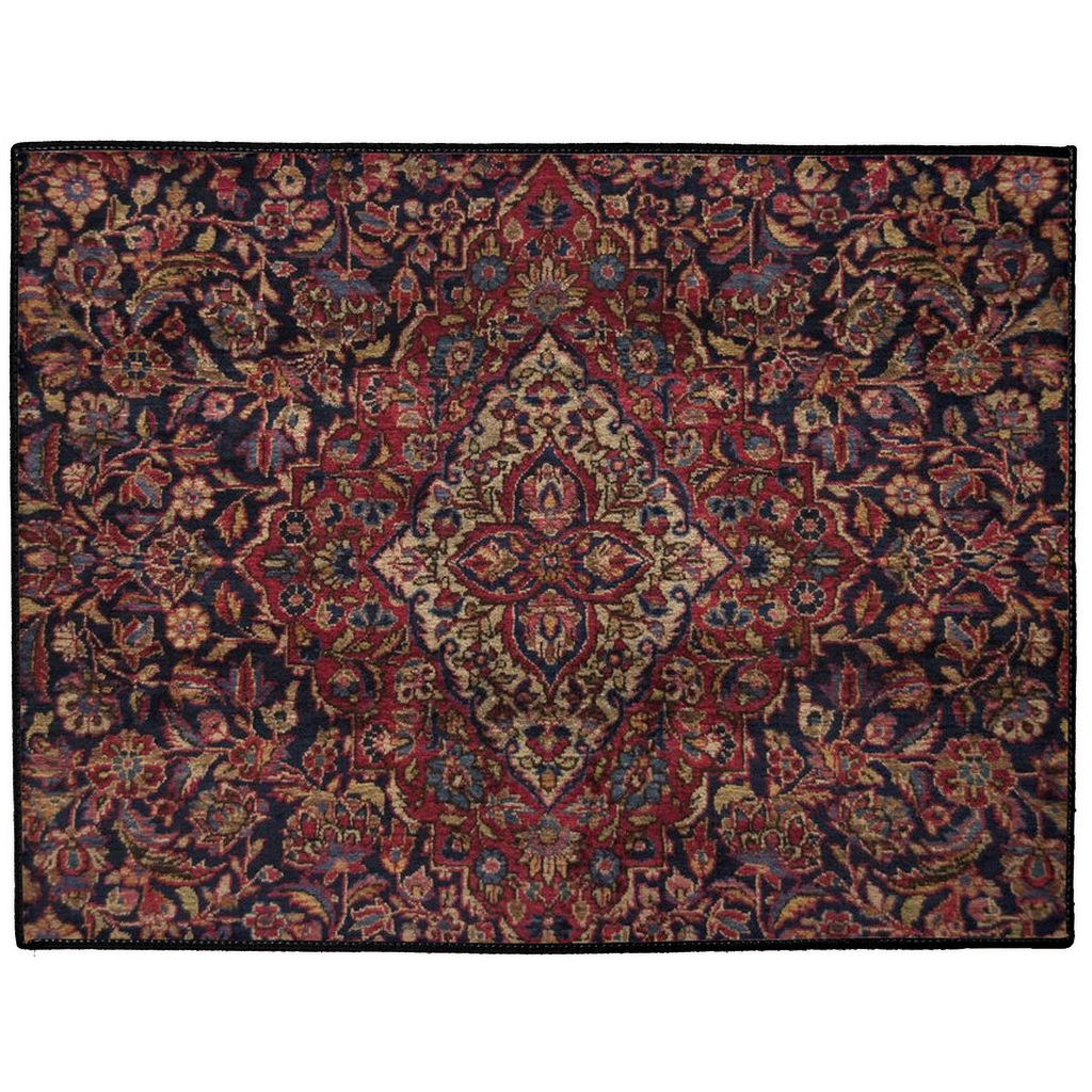 Shahbanu Persian Indoor/Outdoor Floor Mat Antique Black Burgundy