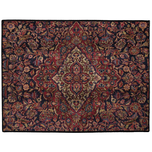 Shahbanu Persian Indoor/Outdoor Floor Mat Antique Black Burgundy