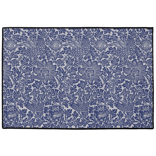 Bird & Anemone Indoor/Outdoor Floor Mat William Morris Dark Navy Blue