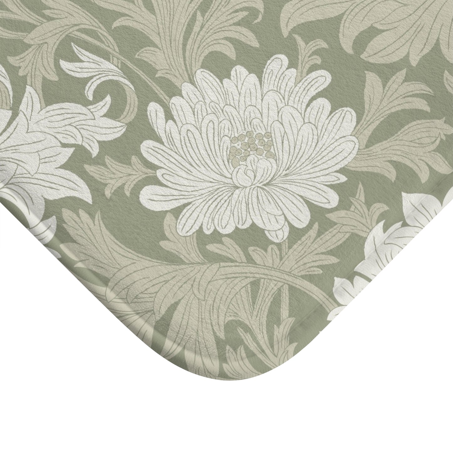 William Morris Bath Mat Chrysanthemum Sage Cream