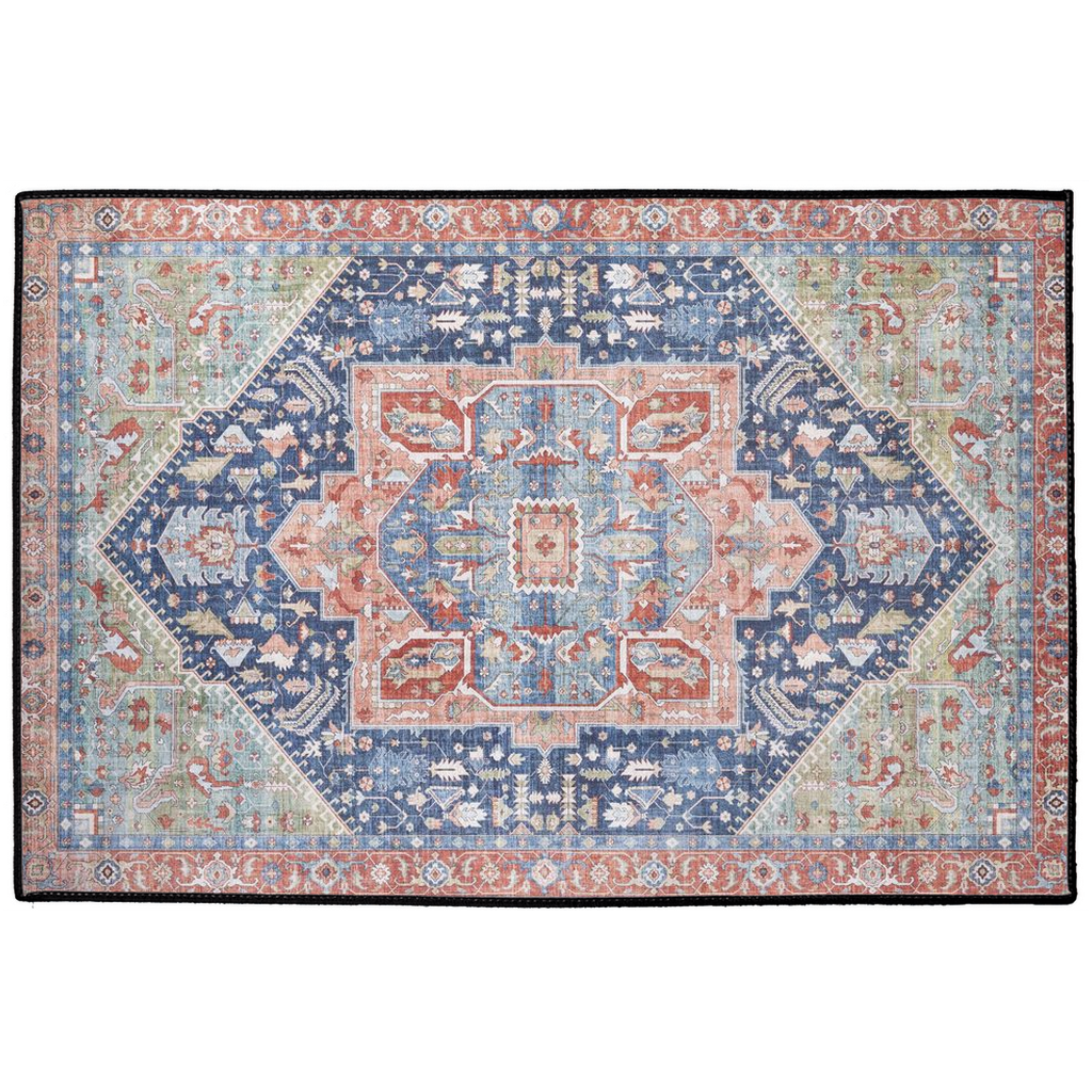 Atusa Persian Indoor/Outdoor Floor Mat Faded Blue Red