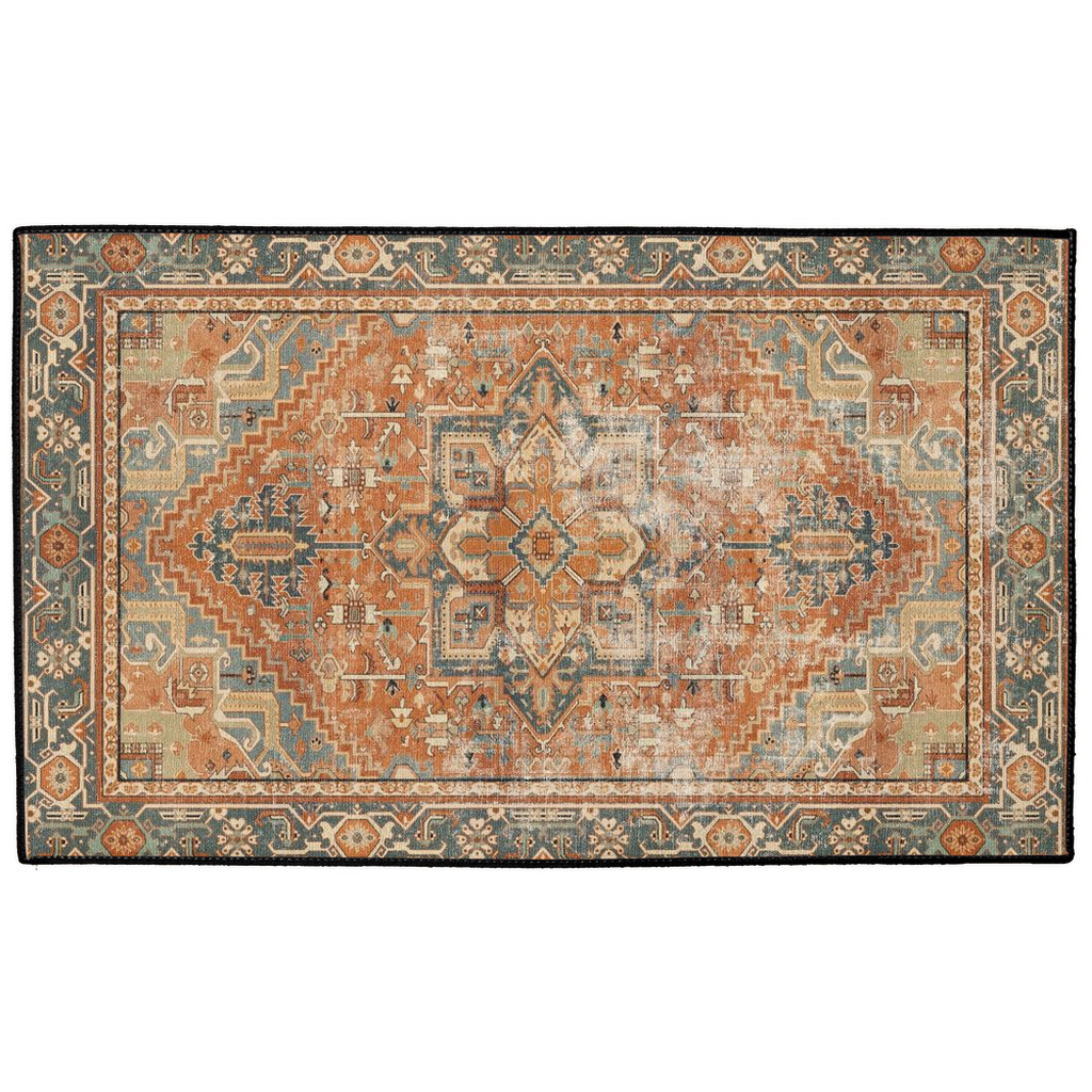 Parsa Persian Indoor/Outdoor Floor Mat Antique Bronze Spice Blue