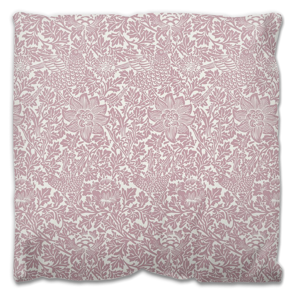 Bird & Anemone Outdoor Pillows William Morris Dusty Rose