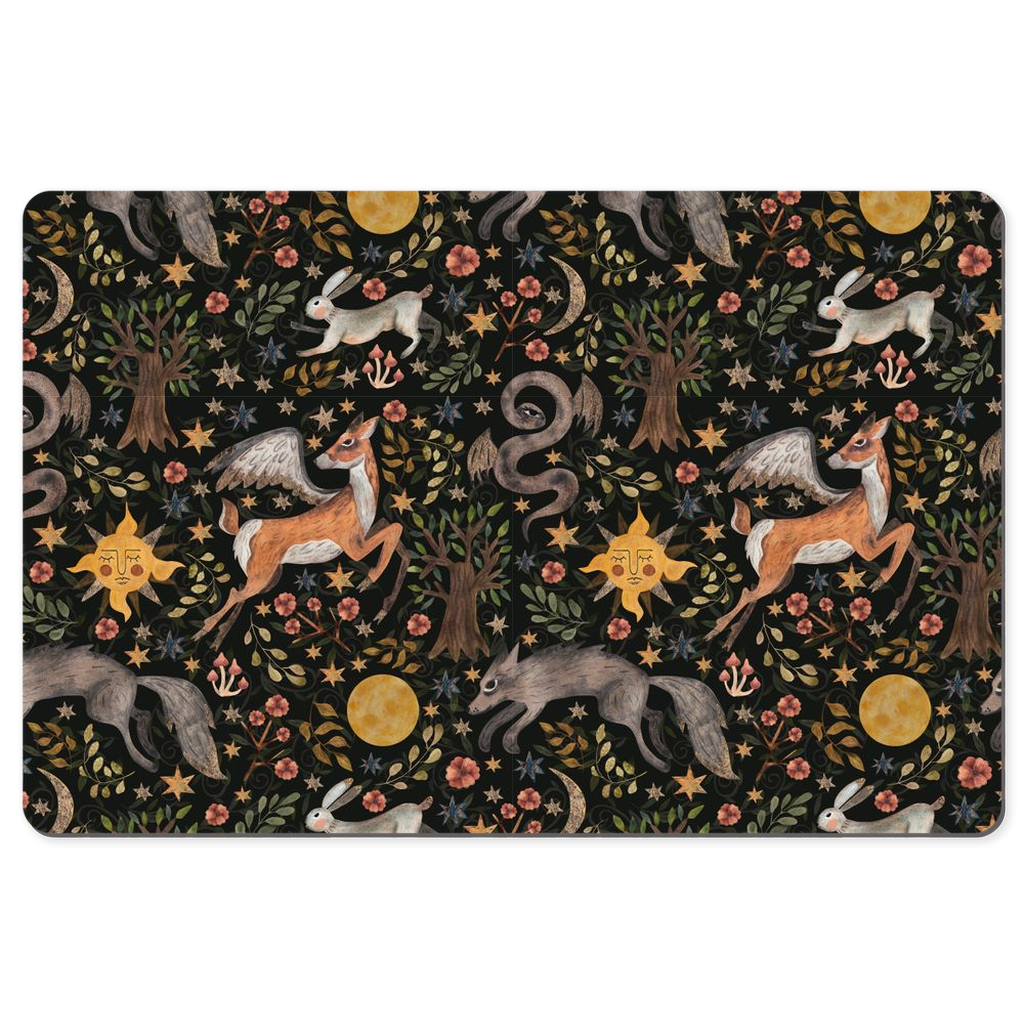 Magical Woodland Desk Mat Black Forest Botanical