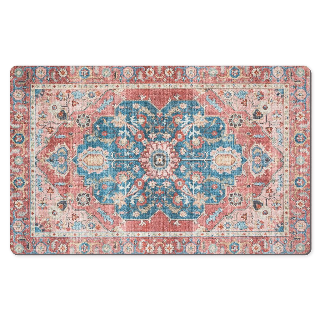 Arjan Persian Desk Mat Faded Red Blue