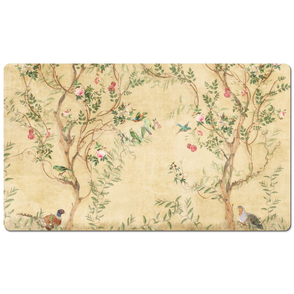 Chinoiserie Desk Mat Magical Bird Garden Cream Rose