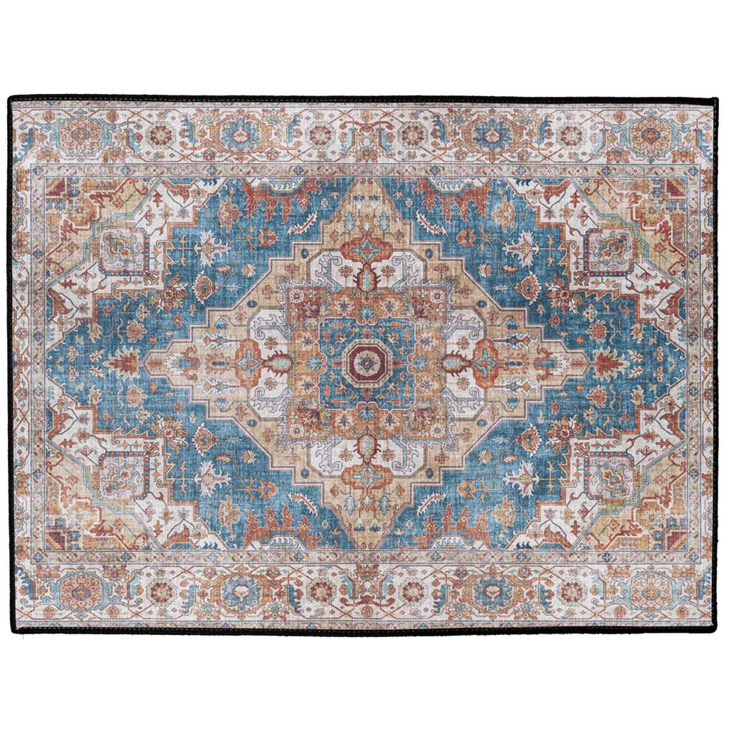 Balkh Persian Indoor/Outdoor Floor Mat Antique Blue Rust