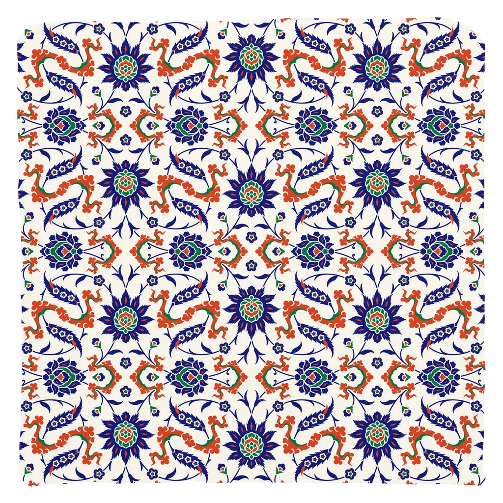 Theodora Ottoman Cotton Pillows Dark Blue & Orange