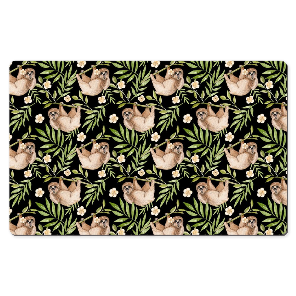 Sloth Jungle Desk Mat Green Black Botanical