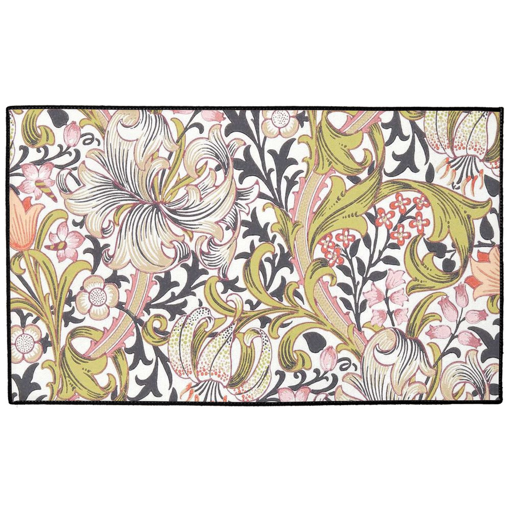 Golden Lily Indoor/Outdoor Floor Mat William Morris Pink Green