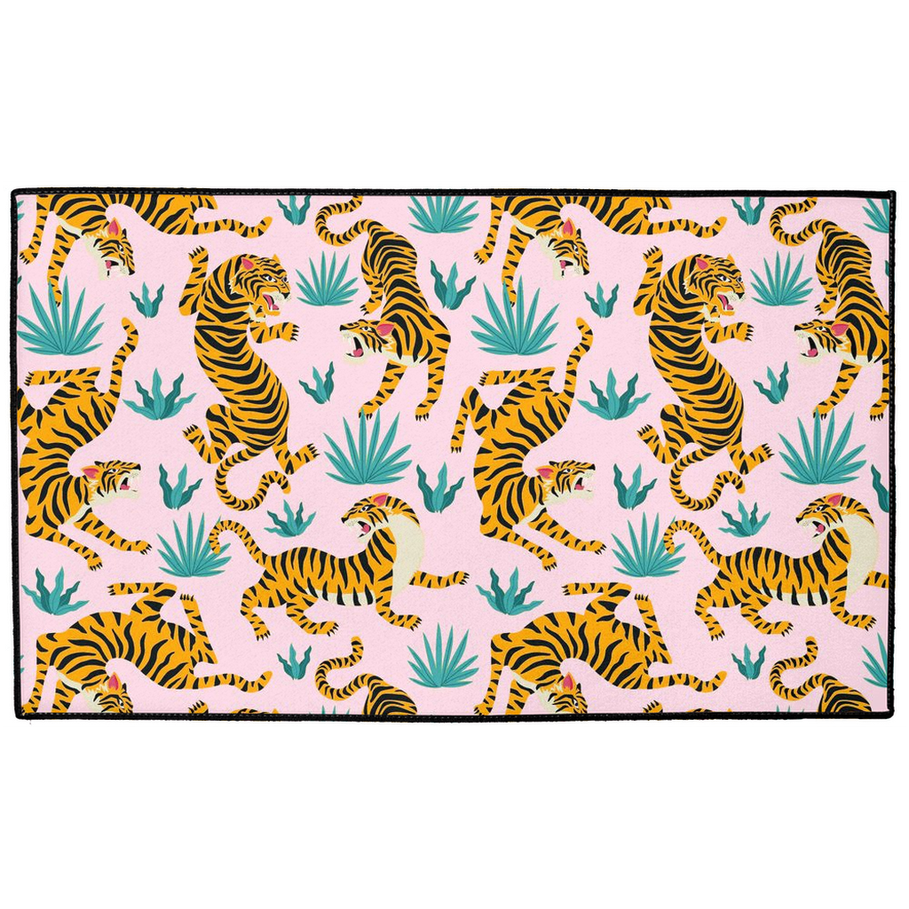 Exotic Tiger Indoor/Outdoor Floor Mat Pink