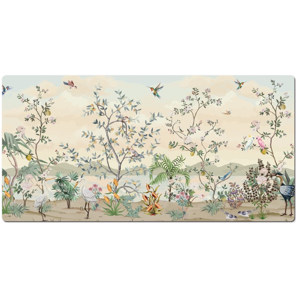 Chinoiserie Desk Mat Magical Sunrise Bird Garden