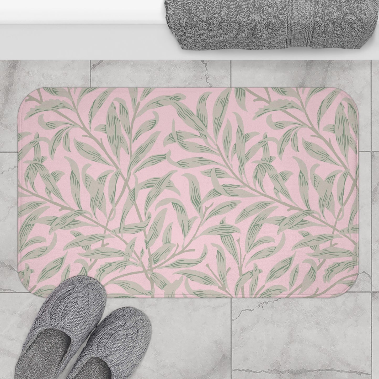 William Morris Bath Mat Willow Bough Pink Sage