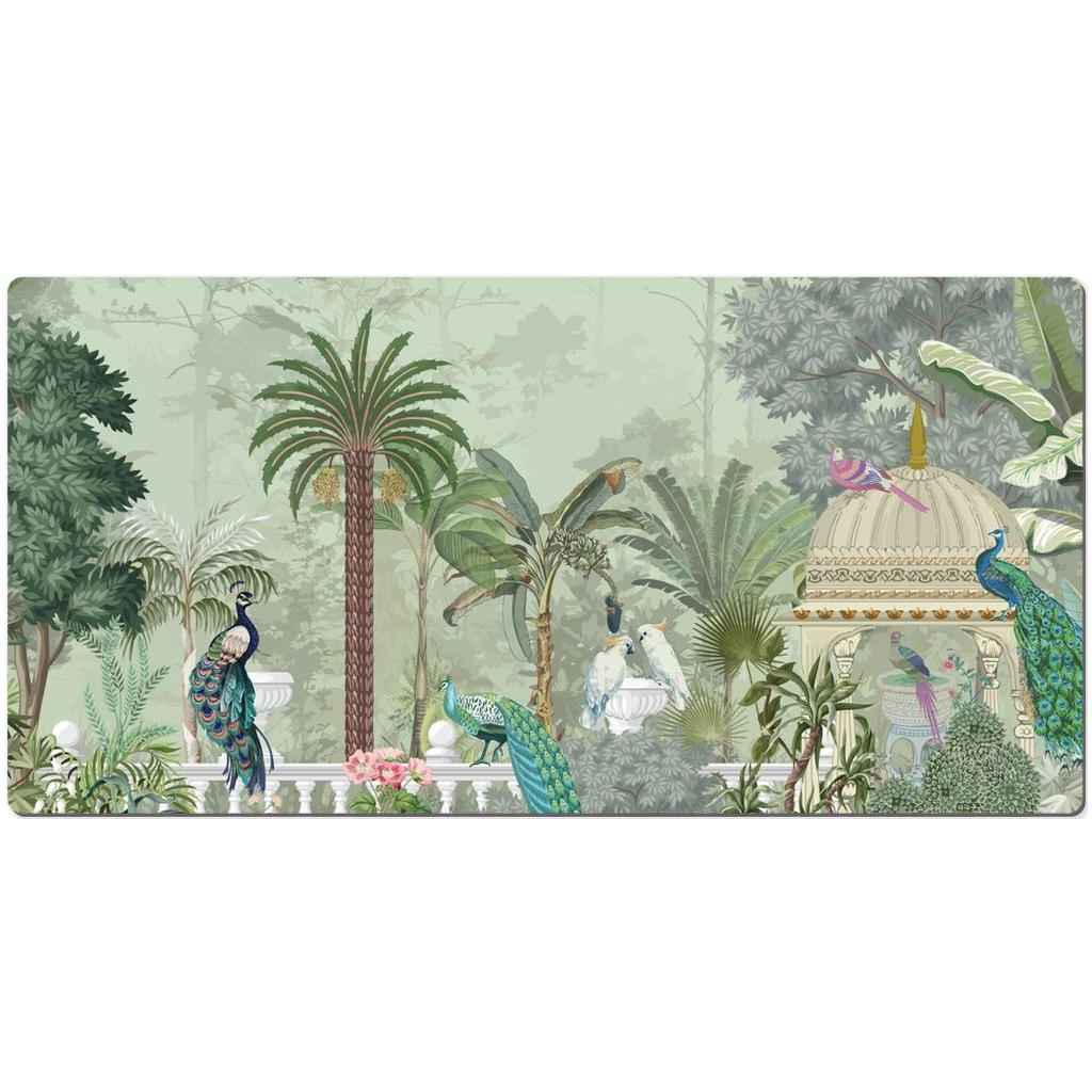 Chinoiserie Dream Desk Mat Green Pagoda Floral