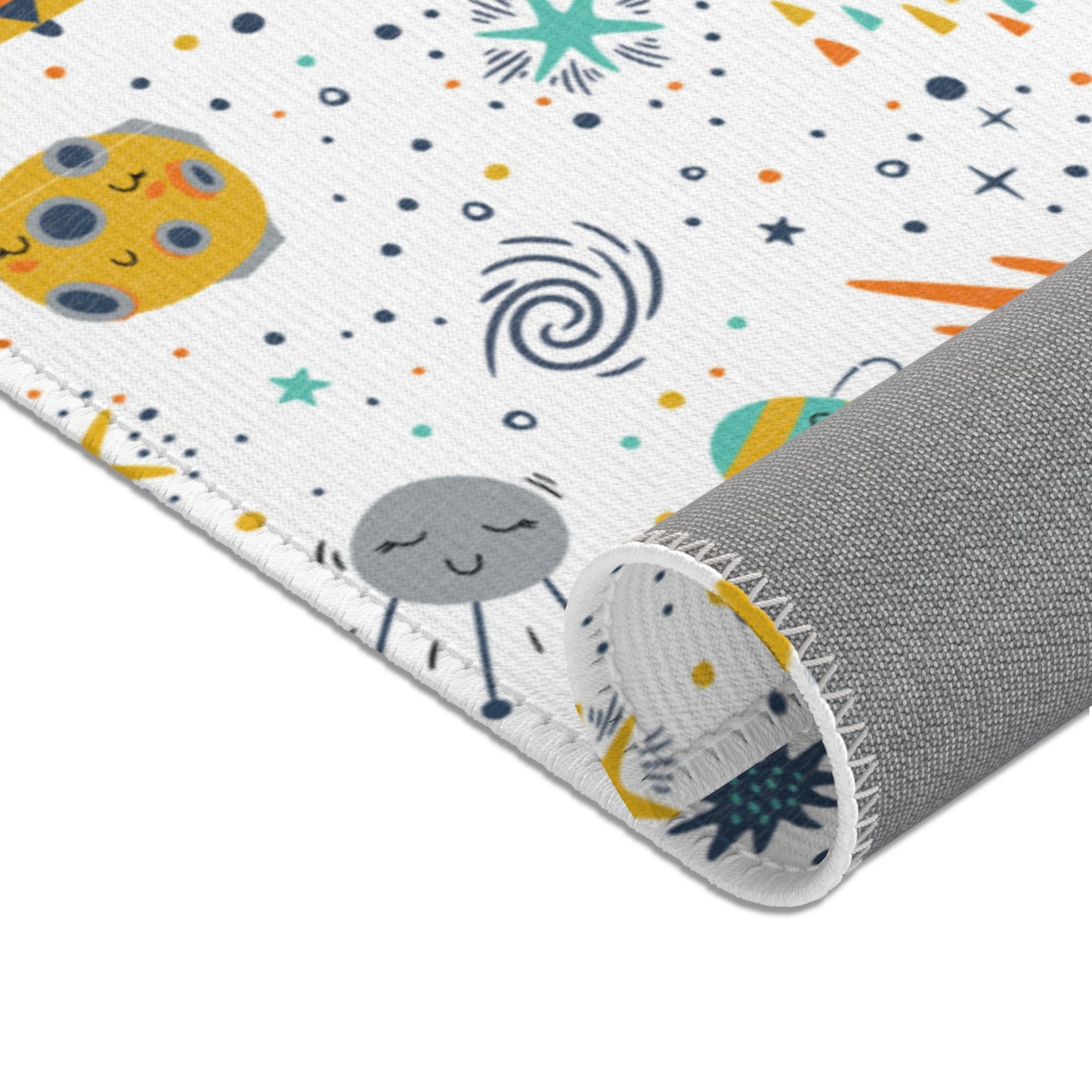 Cosmic Space Rockets Nursery Rug Play Mat