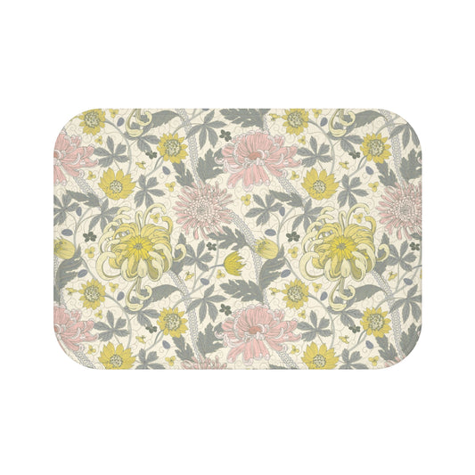 William Morris Bath Mat Lemon Pink Floral