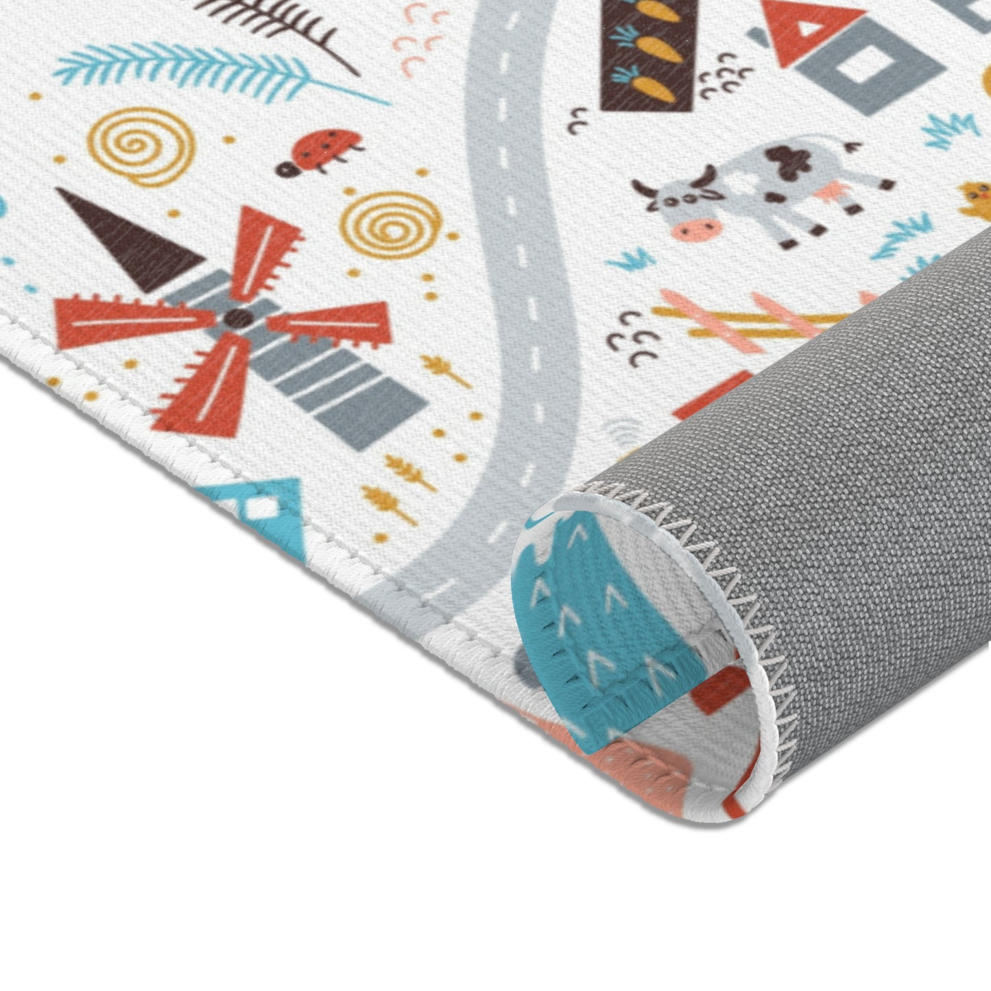 Magical Town Road Map Blue Nursery Rug Play Mat