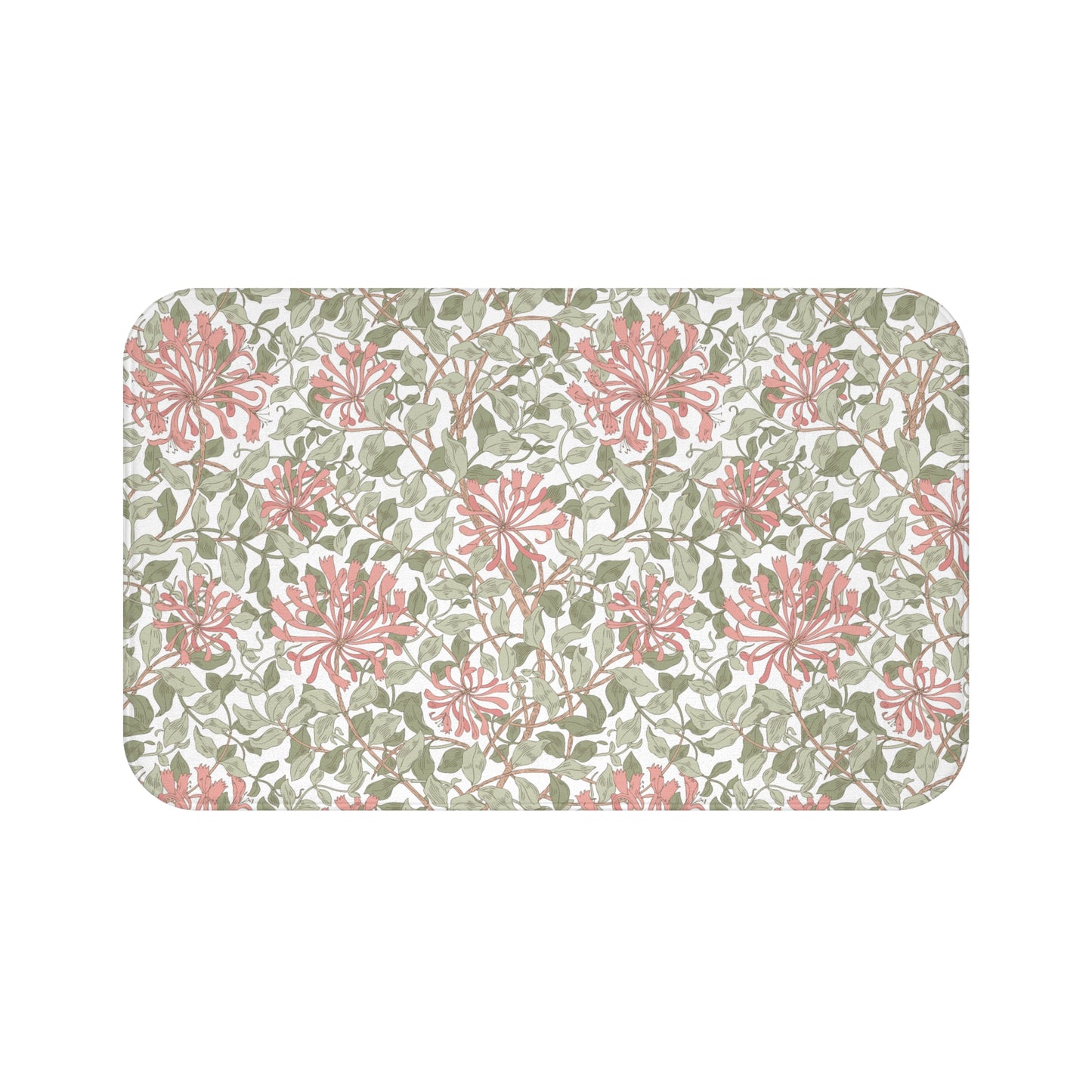 William Morris Bath Mat Honeysuckle Green Pink