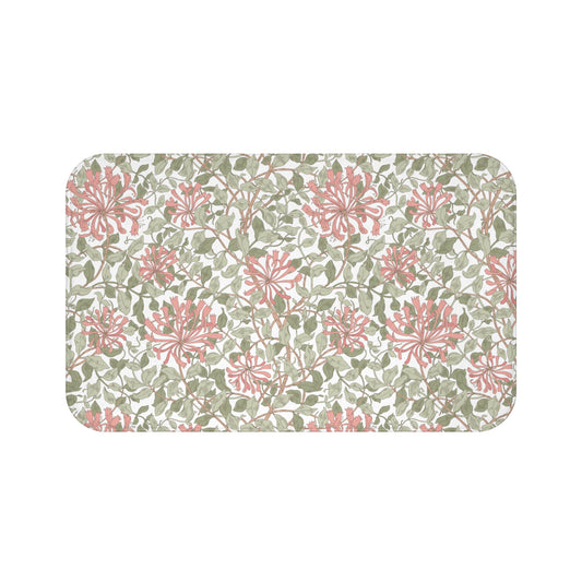 William Morris Bath Mat Honeysuckle Green Pink