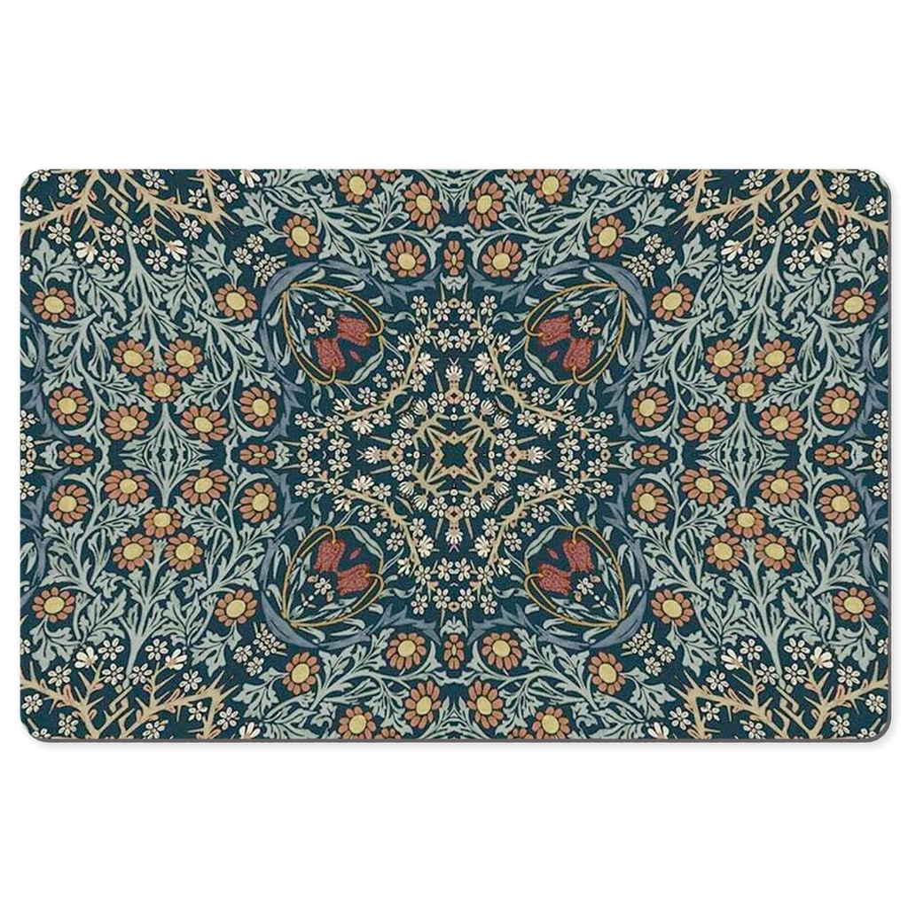 William Morris Desk Mat Blackthorn Blue Floral