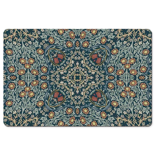 William Morris Desk Mat Blackthorn Blue Floral