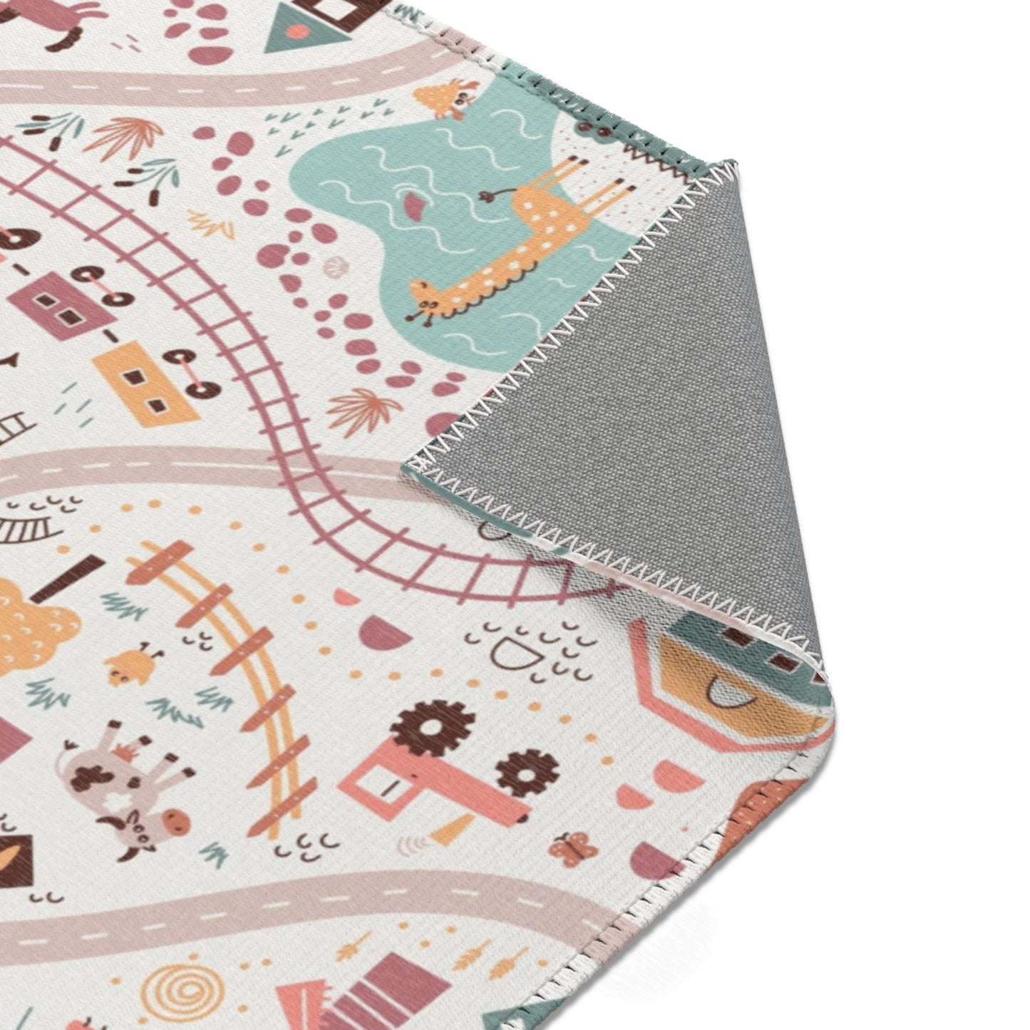 Magical Town Road Map Nursery Rug Play Mat