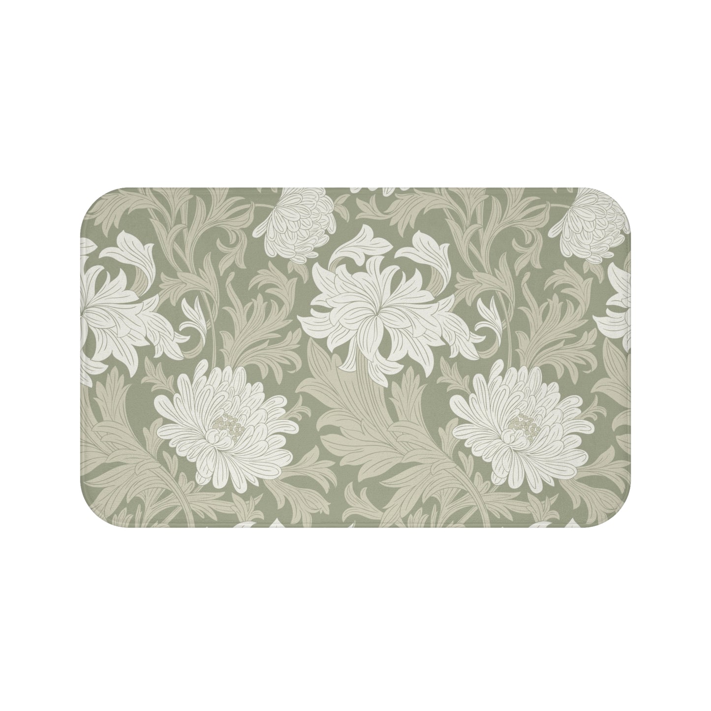 William Morris Bath Mat Chrysanthemum Sage Cream
