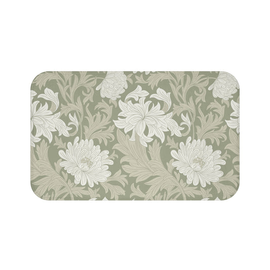 William Morris Bath Mat Chrysanthemum Sage Cream