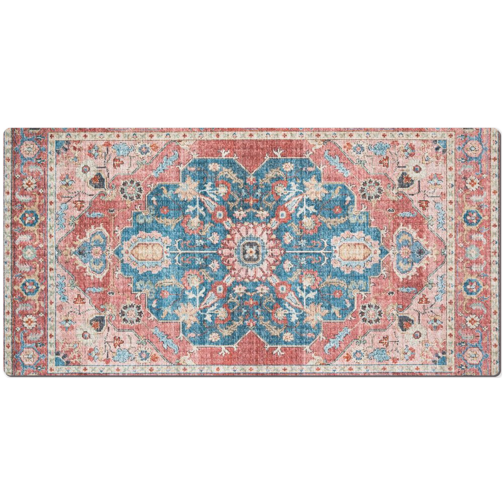 Arjan Persian Desk Mat Faded Red Blue