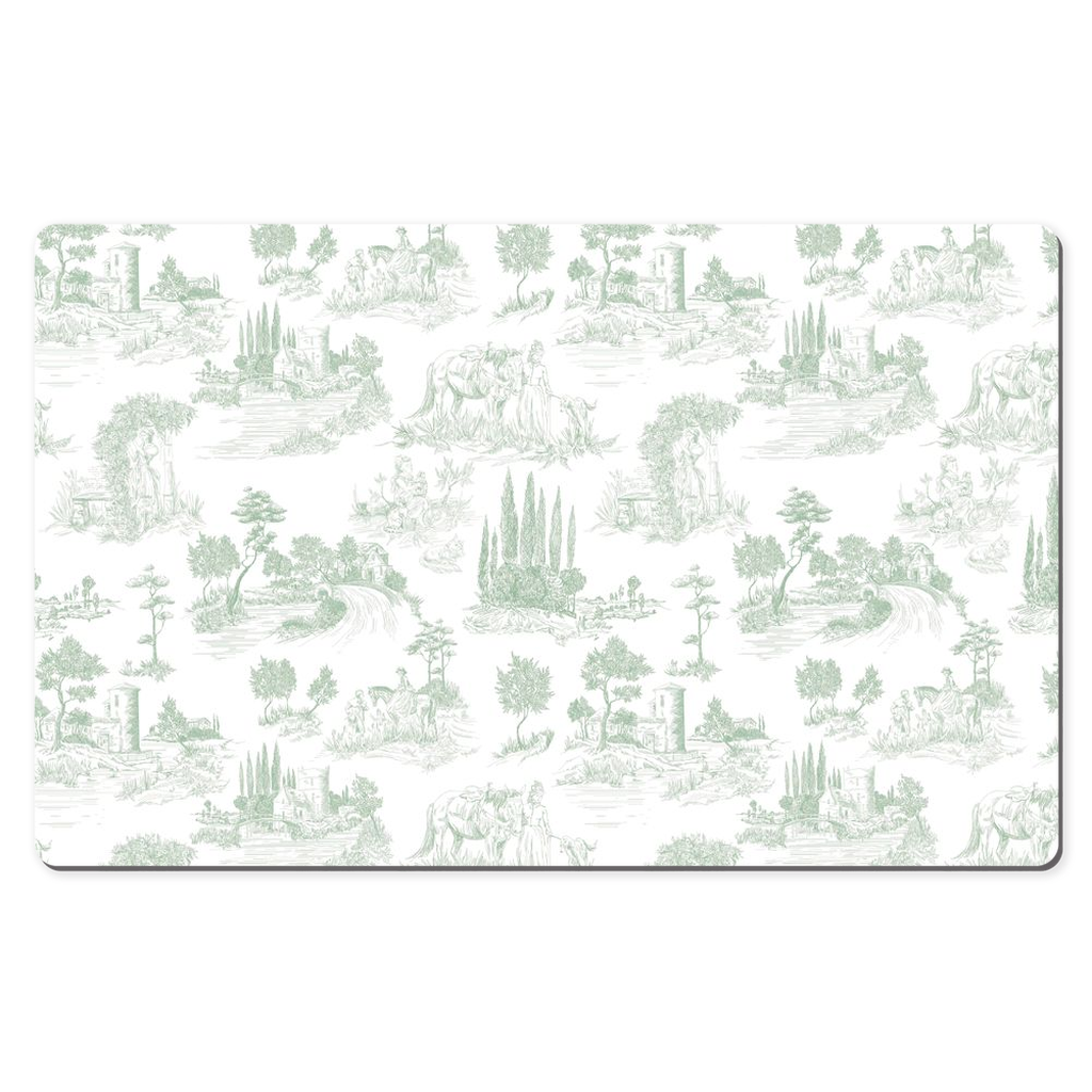 Toile de Jouy Desk Mat Antique Sage Green & White