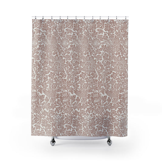 William Morris Bird & Anemone Terracotta Shower Curtain