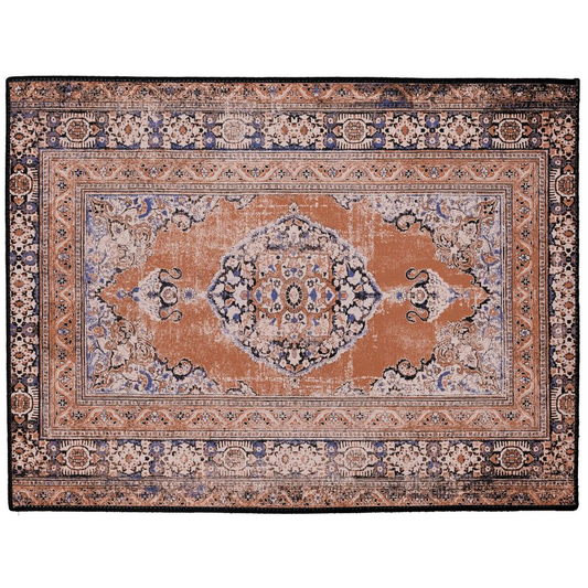 Zana Persian Indoor/Outdoor Floor Mat Antique Terracotta Blue