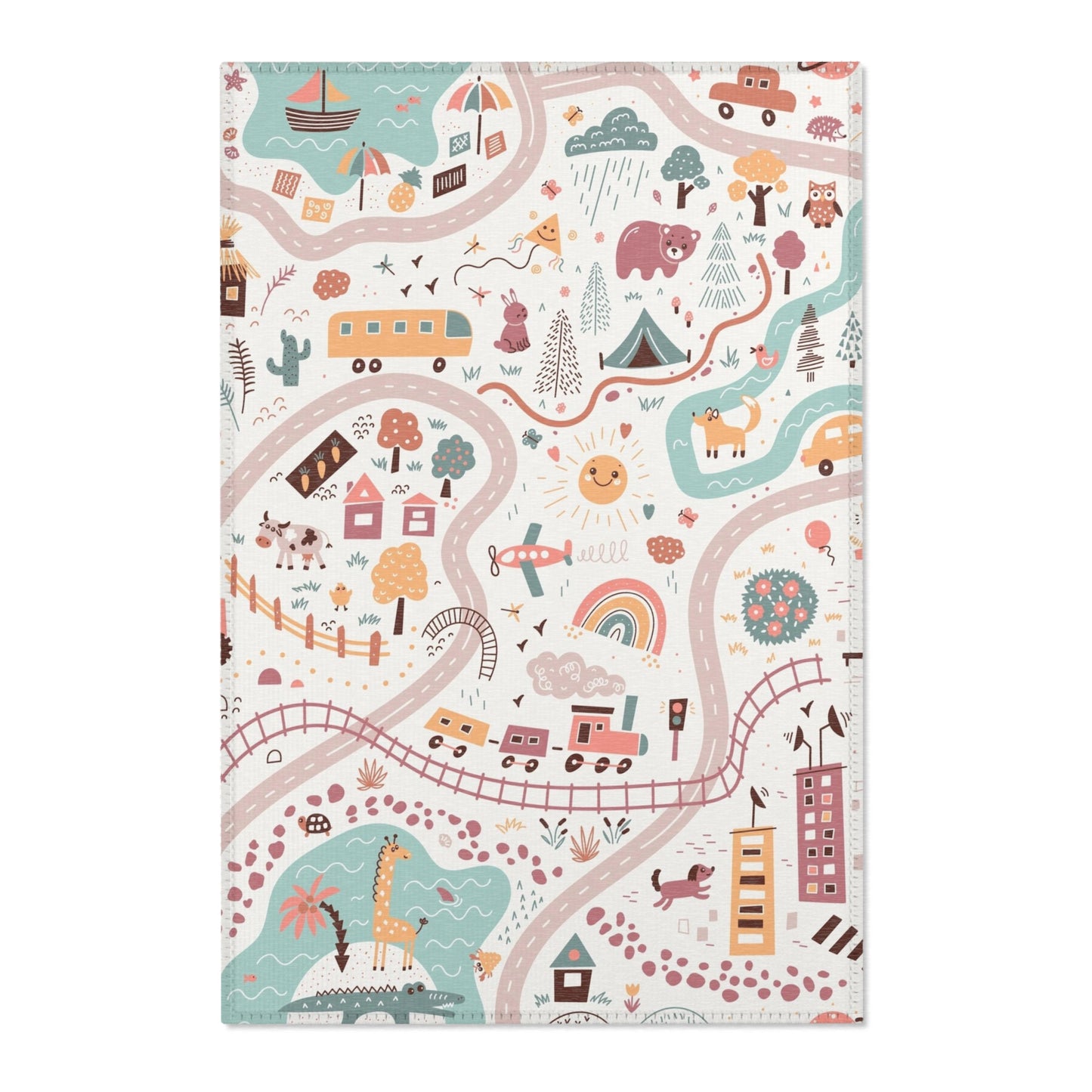 Magical Town Road Map Nursery Rug Play Mat