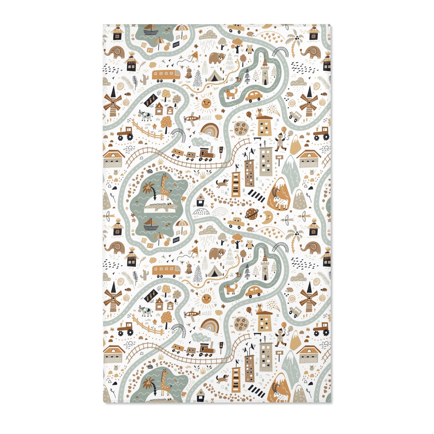 Magical Town Road Map Nursery Rug Play Mat