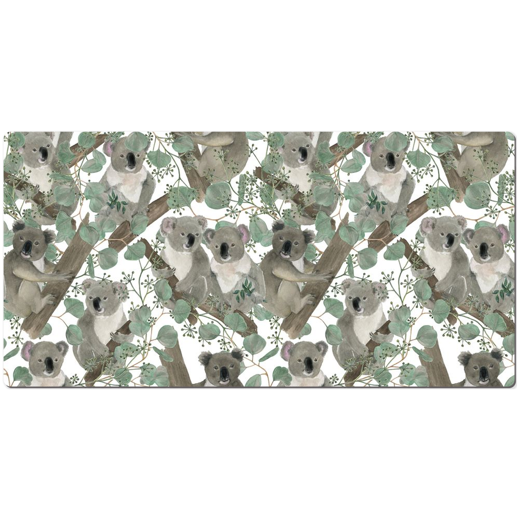 Koalas Floral Desk Mat Cute Watercolor Art