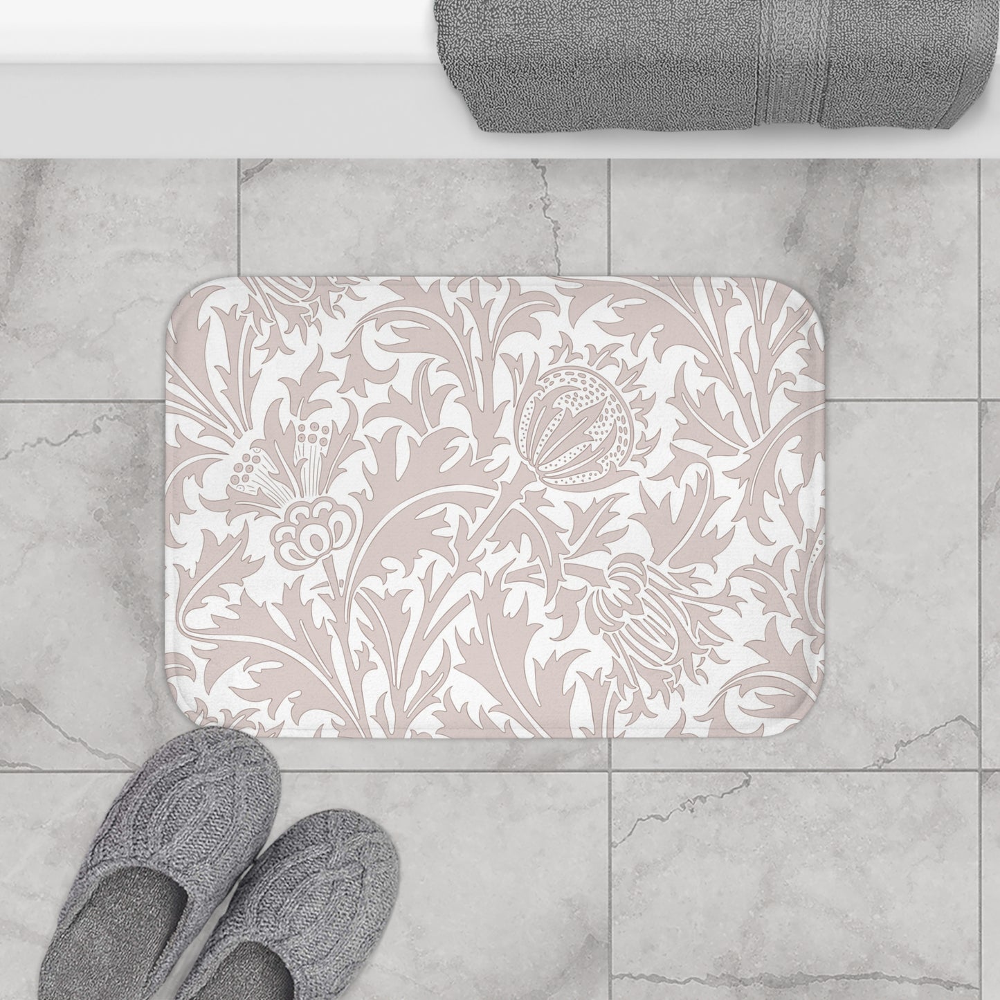 William Morris Bath Mat Thistle Beige