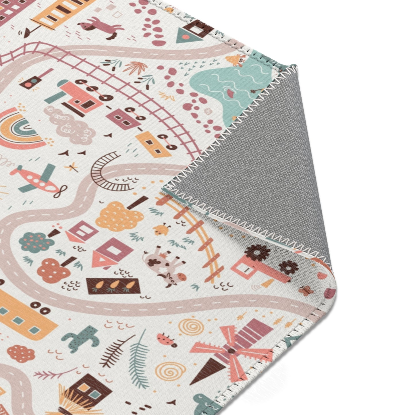 Magical Town Road Map Nursery Rug Play Mat