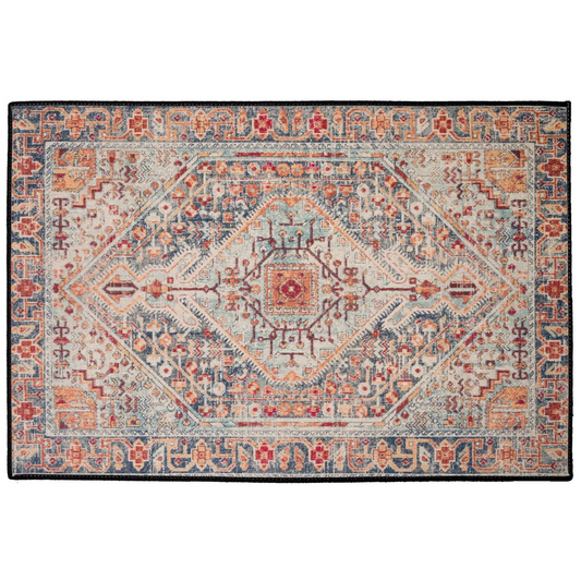 Arman Persian Indoor/Outdoor Floor Mat Antique Blue Rust