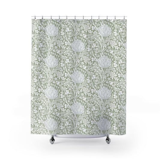 William Morris Artichoke Sage Green Shower Curtain