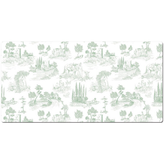 Toile de Jouy Desk Mat Antique Sage Green & White