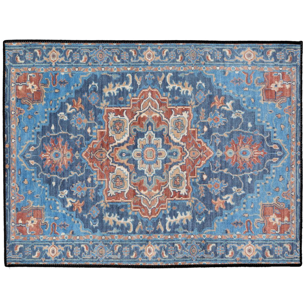 Miletus Persian Indoor/Outdoor Floor Mat Antique Blue Red