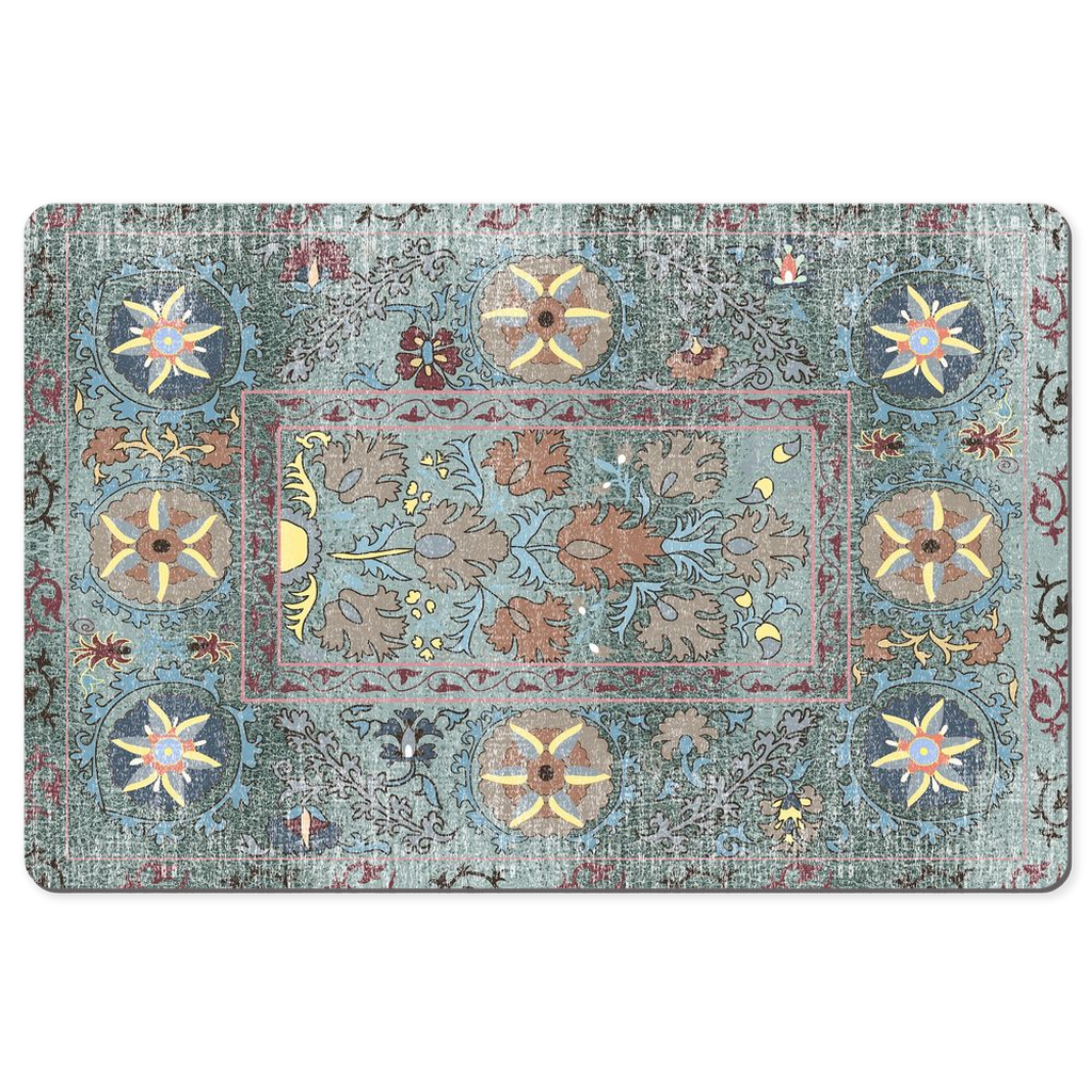 Atashgah Persian Desk Mat Antique Aqua Blue Grey