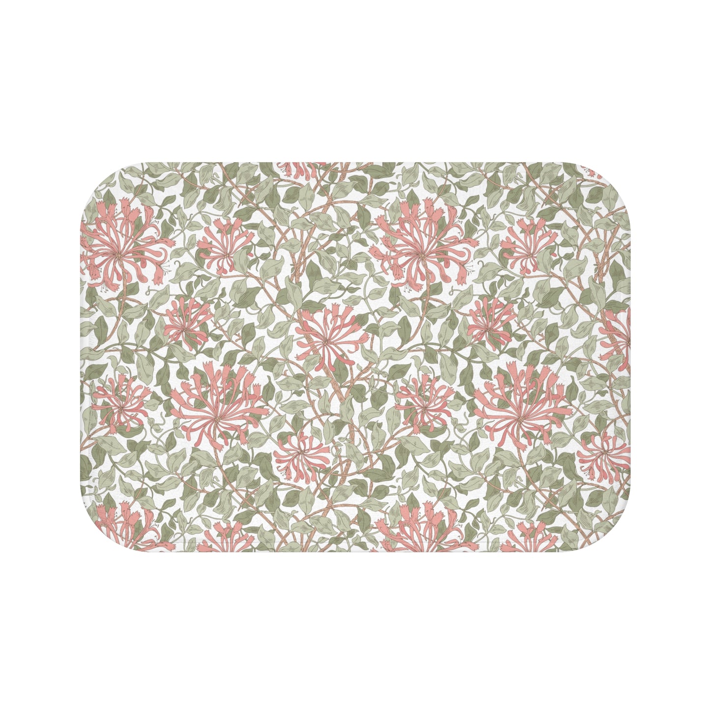William Morris Bath Mat Honeysuckle Green Pink