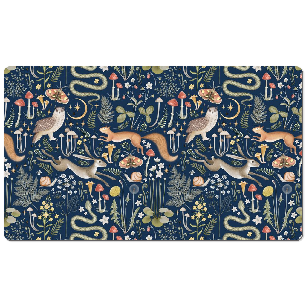 Enchanted Woodland Midnight Blue Desk Mat Magical Animals