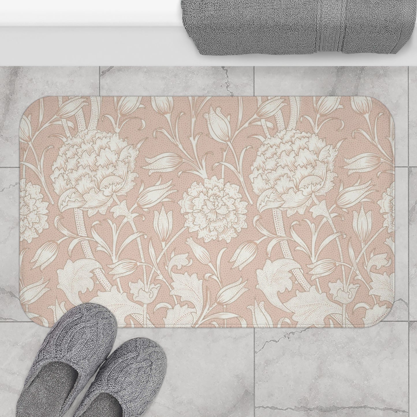 William Morris Bath Mat Pink & Rose Blush