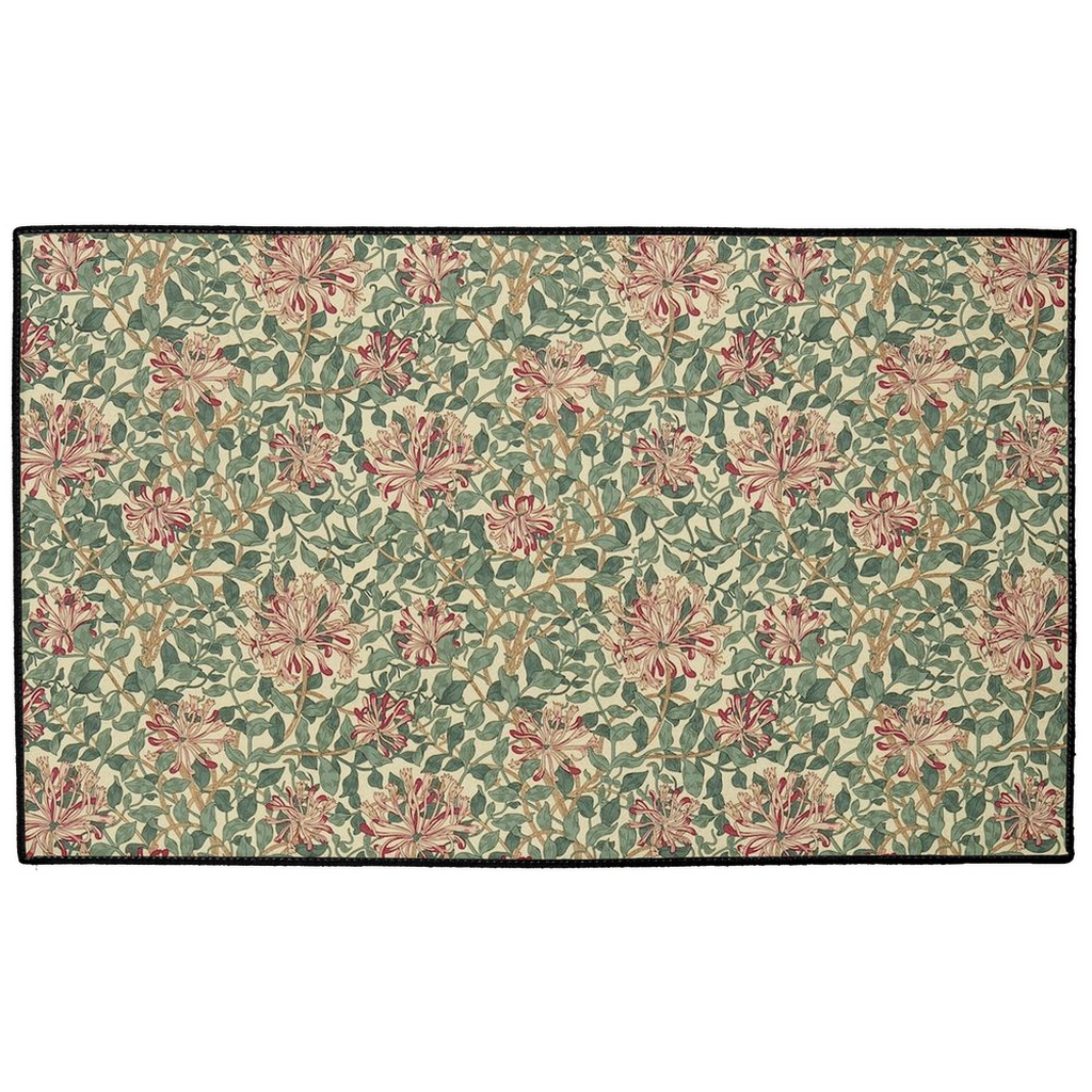 Honeysuckle Indoor/Outdoor Floor Mat William Morris Green Pink
