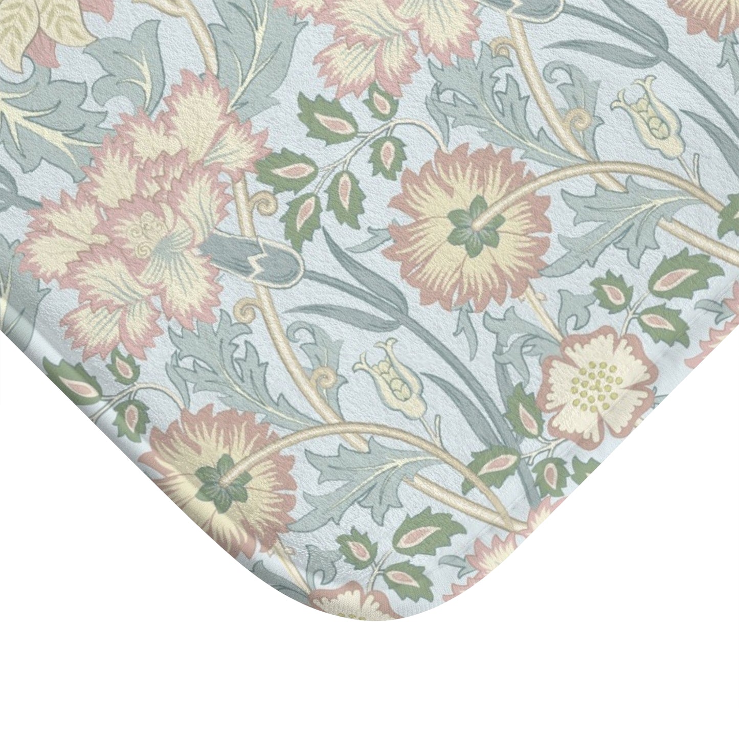 William Morris Bath Mat Pastel Blue Pink & Rose