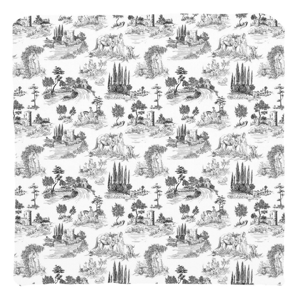 Vintage French Cotton Pillows Black Toile de Jouy