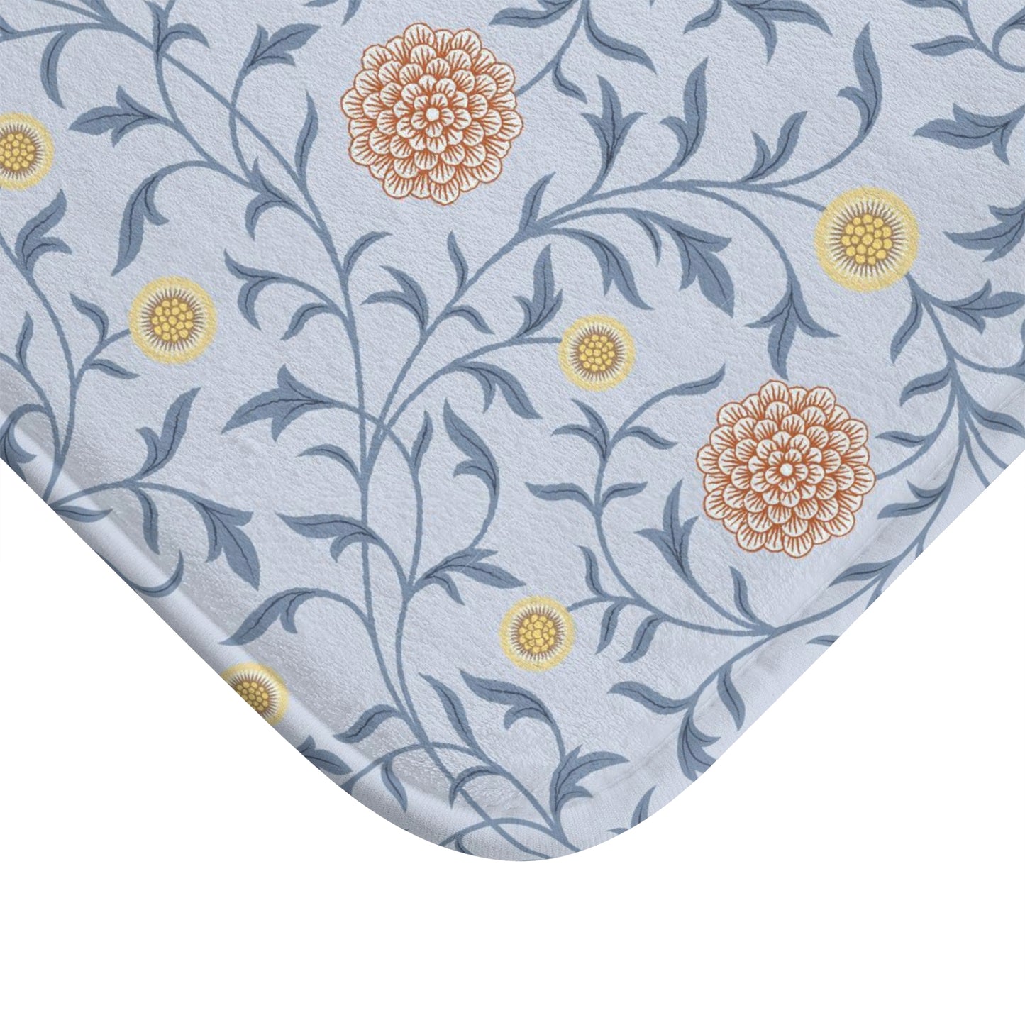 William Morris Bath Mat Scroll Blue Peach